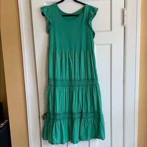 Green Cotton Midi Dress Size M